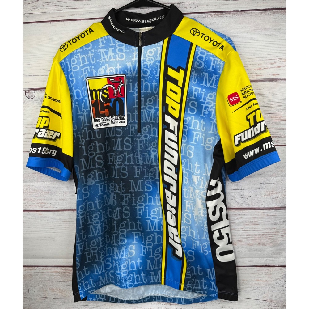 Sugoi MS 150 Red River Challenge 2004 Cycling Jersey Mens XL Blue Yellow Toyota